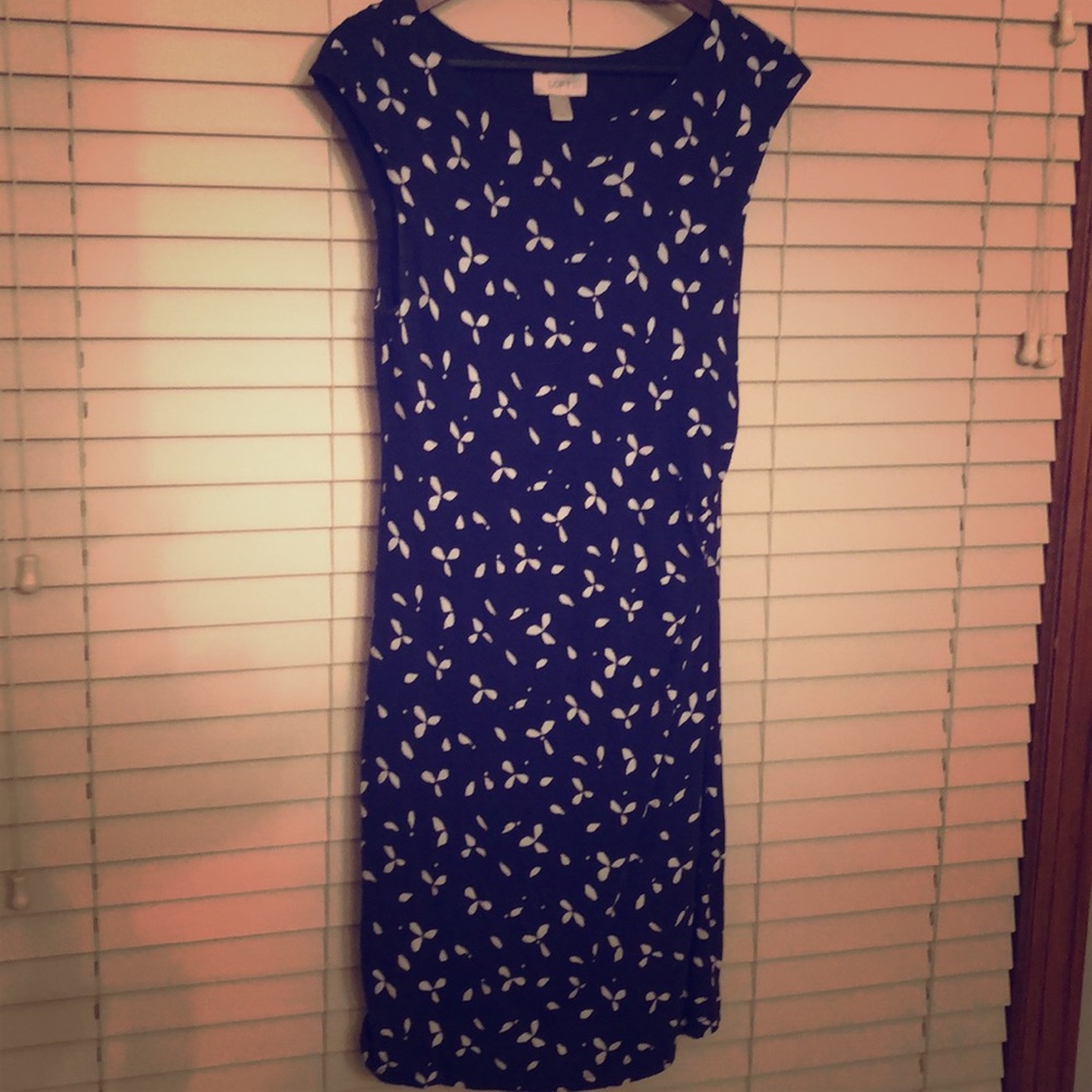 Loft navy and white medium petite dress